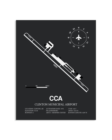 Gray Framed Clinton Municipal Airport layout wall art poster