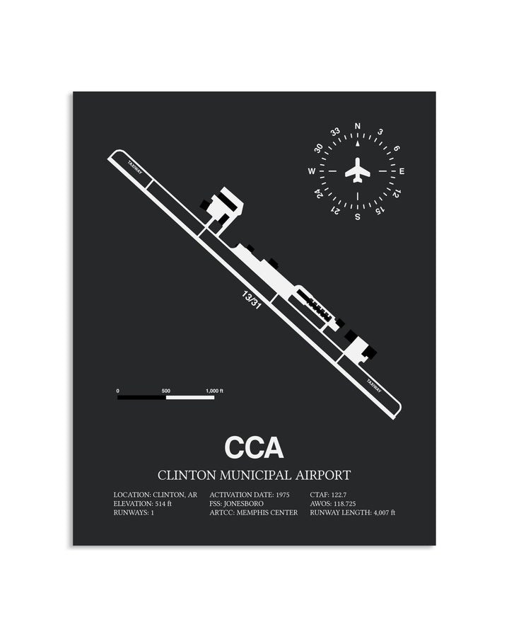 Gray Framed Clinton Municipal Airport layout wall art poster