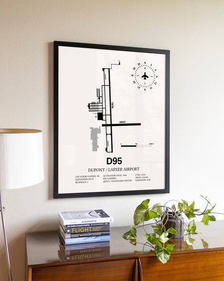Dupont / Lapeer Airport aviation wall décor in black wood frame