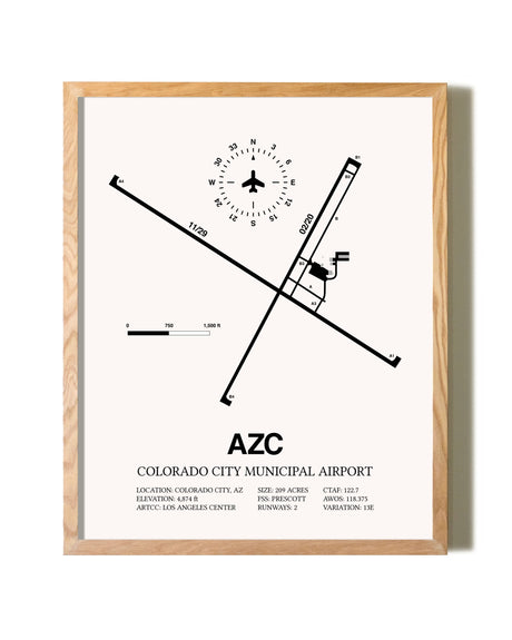 Colorado City Municipal Airport framed print in natural wood frame