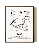 Hidden Lake Airport aviation print in walnut frame
