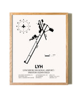 Lynchburg Regional Airport / Preston Glenn Field framed print in natural wood frame