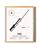 Aeropuerto La Vanguardia framed print in natural wood frame