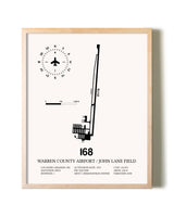 Warren County Airport / John Lane Field framed wall art in white frame
