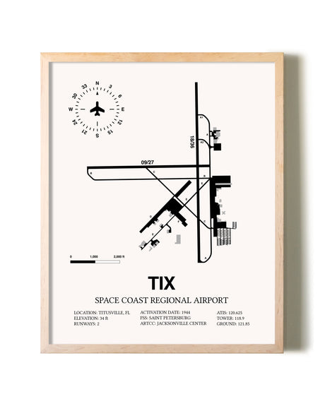 Space Coast Regional Airport framed wall art in white frame