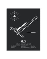 Gray Framed Ocean County Airport layout wall art poster