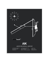 Gray Framed Aiken Regional Airport layout wall art poster
