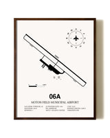 Moton Field Municipal Airport aviation print in walnut frame