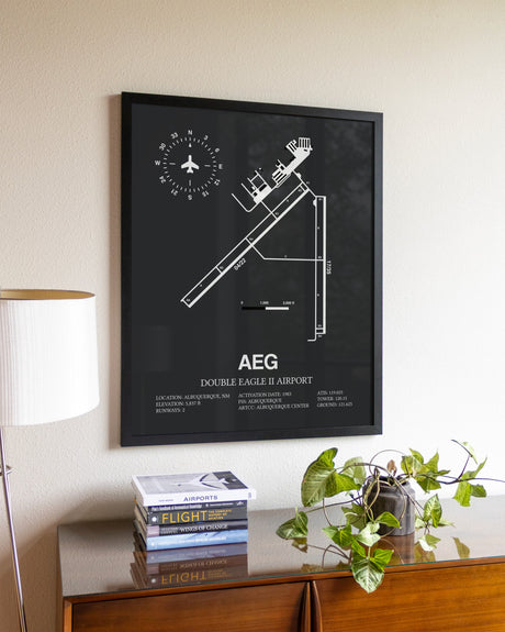 Gray Framed Double Eagle II Airport wall art poster in black frame