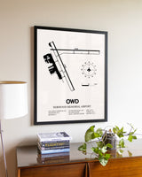 Norwood Memorial Airport aviation wall décor in black wood frame
