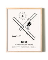Ottumwa Regional Airport framed wall art in white frame