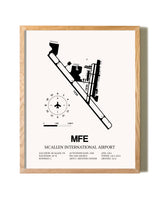 McAllen International Airport framed print in natural wood frame