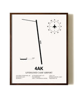 Livengood Camp Airport aviation print in walnut frame
