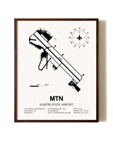 Martin State Airport aviation print in walnut frame