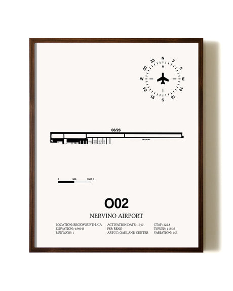 Nervino Airport aviation print in walnut frame