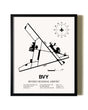 Framed Beverly Regional Airport wall art poster in black frame