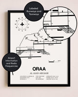 Framed Al Asad Air Base layout wall art poster