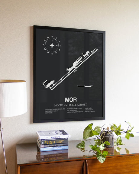 Gray Framed Moore-Murrell Airport wall art poster in black frame