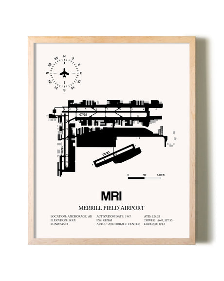 Merrill Field Airport framed wall art in white frame