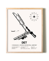 Coleman A. Young Municipal Airport framed wall art in white frame
