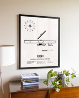Goshen Municipal Airport aviation wall décor in black wood frame