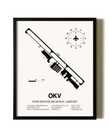 Framed Winchester Regional Airport wall art poster in black frame