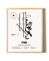 Wiley Post Airport framed wall art in white frame