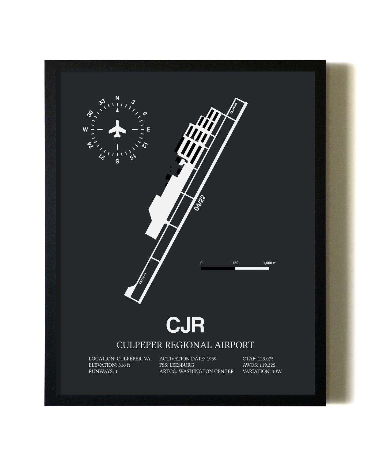 Unframed Culpeper Regional Airport map print poster