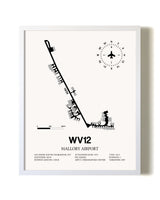 Mallory Airport airport map poster in oak frame