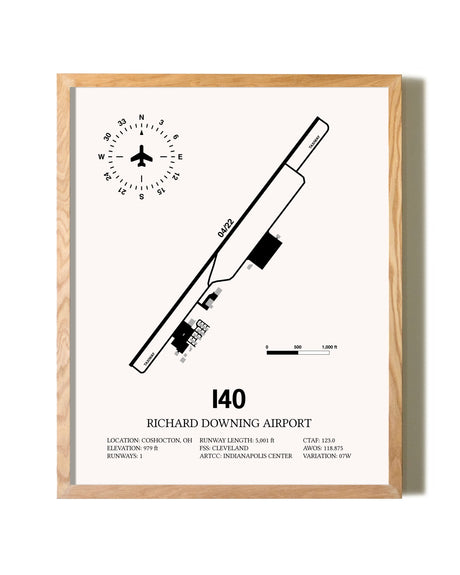 Richard Downing Airport framed print in natural wood frame