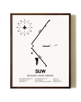 Richard I Bong Airport aviation print in walnut frame