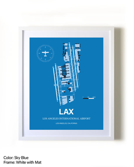 Los Angeles International Airport framed wall art in white frame with mat