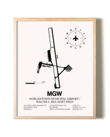 Morgantown Municipal Airport / Walter L. Bill Hart Field framed wall art in white frame