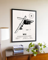 Watsonville Municipal Airport aviation wall décor in black wood frame
