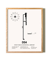 West Fargo Municipal Airport framed print in natural wood frame