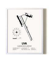 Garner Field Airport airport map poster in oak frame