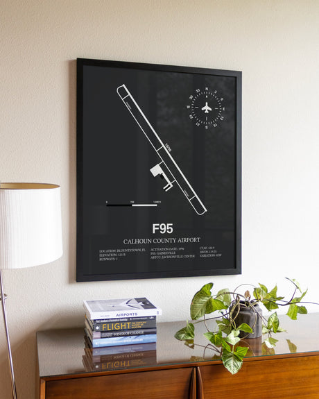 Gray Framed Calhoun County Airport wall art poster in black frame