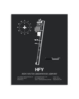Gray Framed Indy South Greenwood Airport layout wall art poster