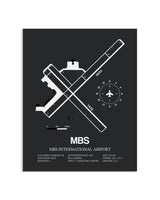 Gray Framed MBS International Airport layout wall art poster