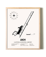Gastonia Municipal Airport framed wall art in white frame