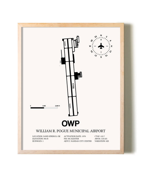 William R. Pogue Municipal Airport framed wall art in white frame