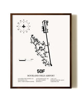 Bourland Field Airport aviation print in walnut frame