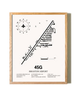 Brighton Airport framed print in natural wood frame