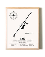 Scottsboro Municipal Airport - Word Field framed wall art in white frame