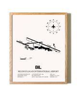 Billings Logan International Airport framed print in natural wood frame