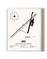 Greenwood Lake Airport airport map poster in oak frame