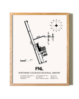 Northern Colorado Regional Airport framed print in natural wood frame