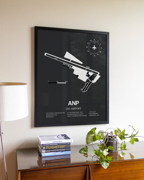 Gray Framed Lee Airport wall art poster in black frame