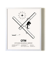Ottumwa Regional Airport airport map poster in oak frame
