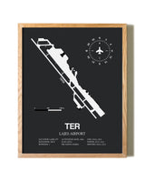 Lajes Airport framed print in natural wood frame